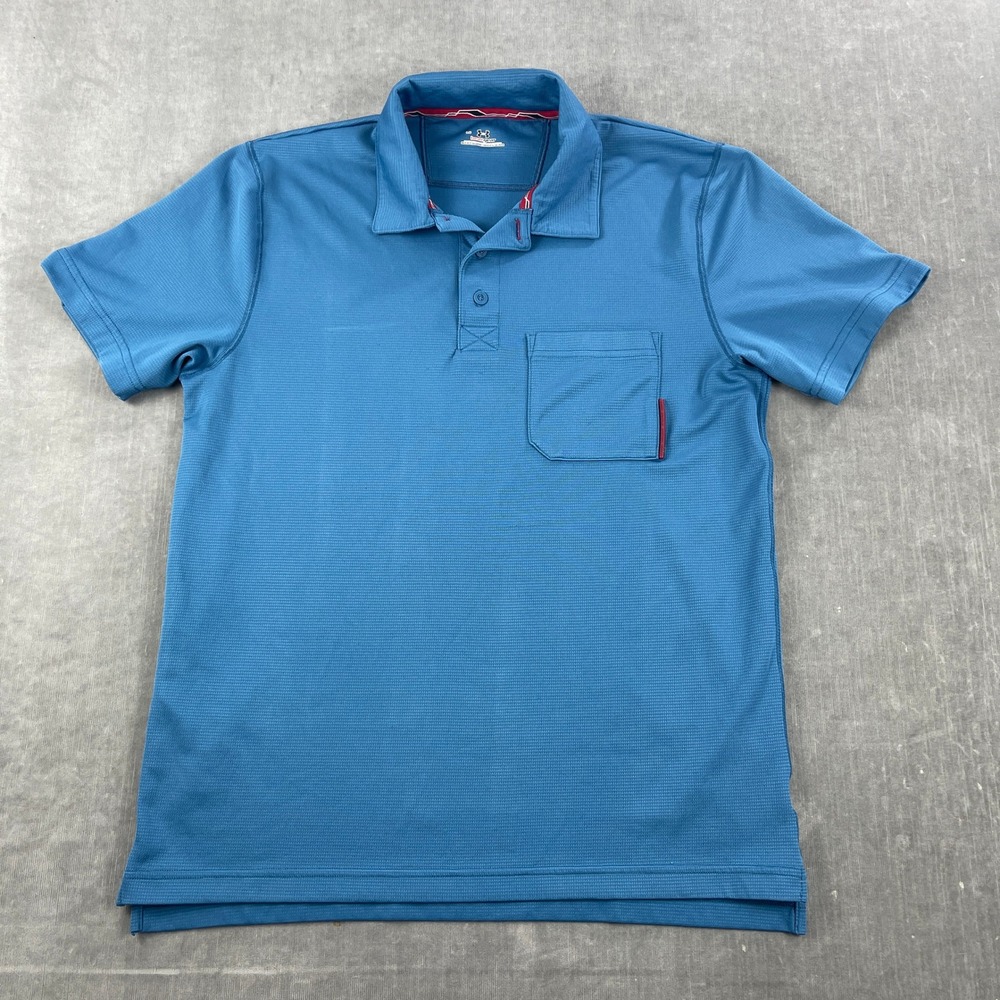 Under Armour Mens Large Blue Polo Shirt HeatGear Textured Pocket Short Sleeve
